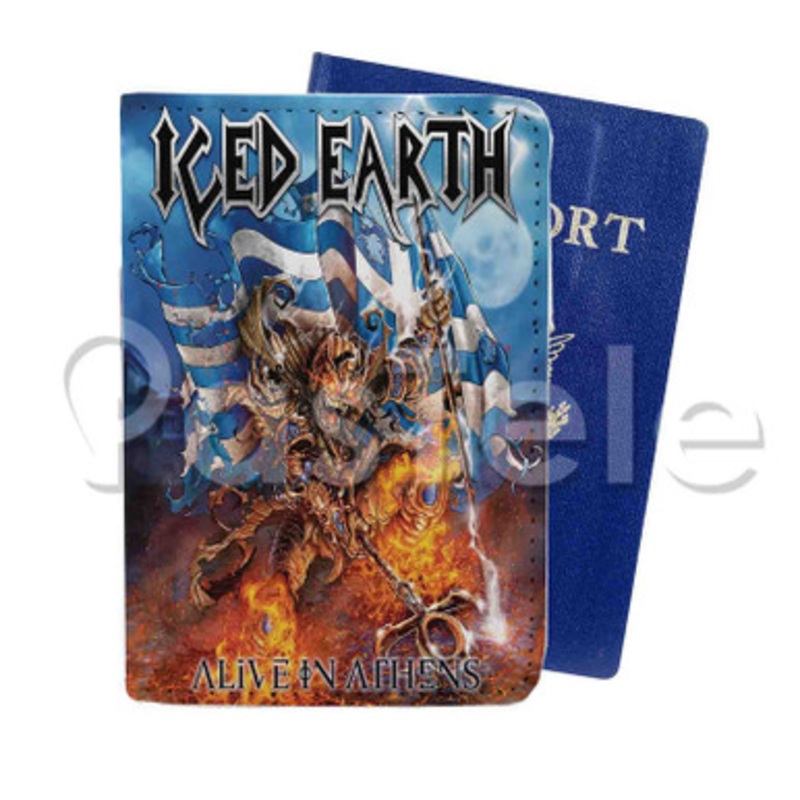 Iced Earth Alive In Athens Custom PU Leather Passport Travel Baggage Tag Cover