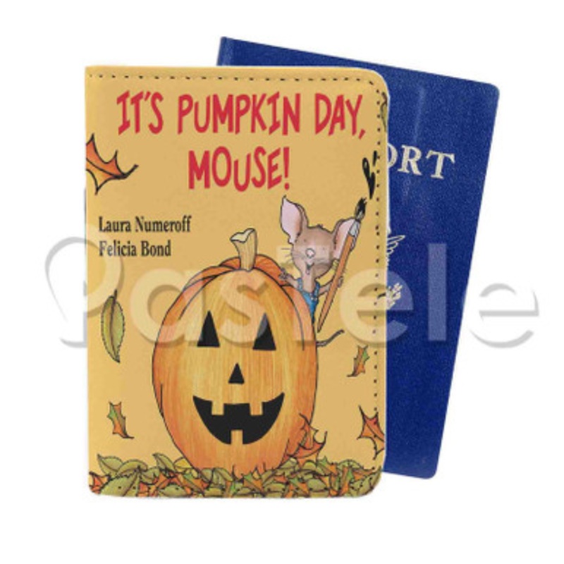 It s Pumpkin Day Mouse Custom PU Leather Passport Travel Baggage Tag Cover