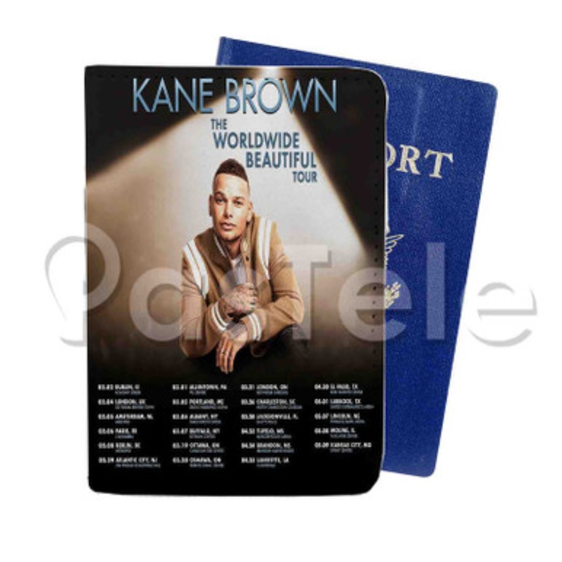 Kane Brown The Worldwide Beautiful Tour Custom PU Leather Passport Travel Baggage Tag Cover
