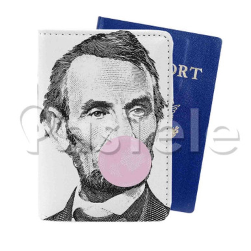 Abraham Lincoln Snorg Tees Custom PU Leather Passport Travel Baggage Tag Cover