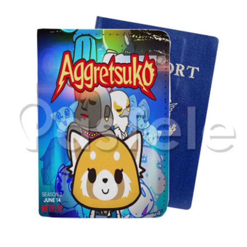 Aggretsuko season 2 Custom PU Leather Passport Travel Baggage Tag Cover