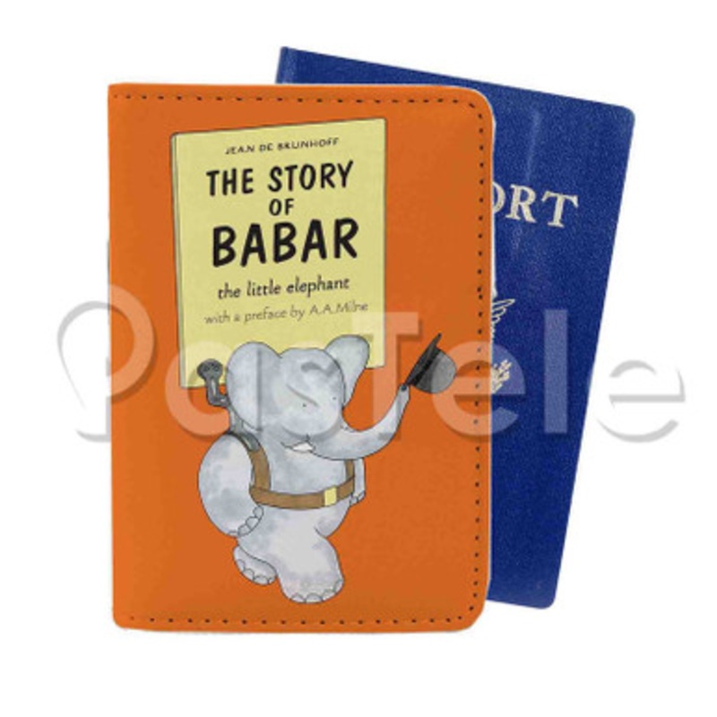 Babar The Elephant Custom PU Leather Passport Travel Baggage Tag Cover