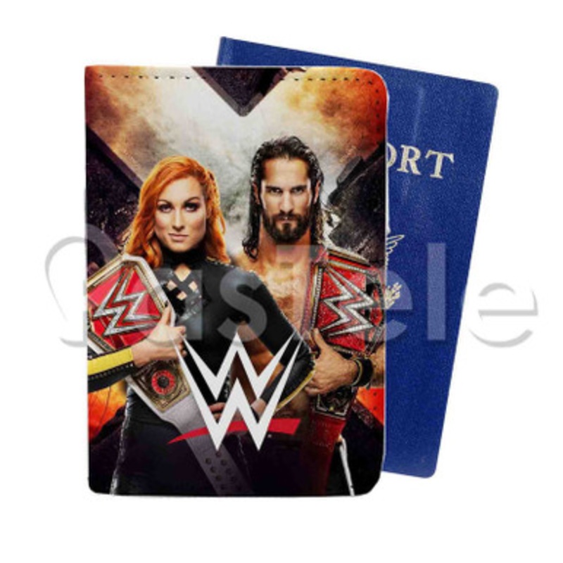 Becky Lynch Seth Rollins WWE Custom PU Leather Passport Travel Baggage Tag Cover