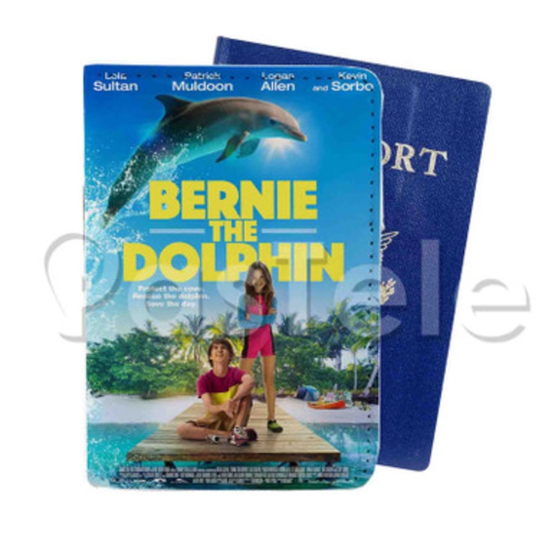 Bernie the Dolphin 2 Custom PU Leather Passport Travel Baggage Tag Cover