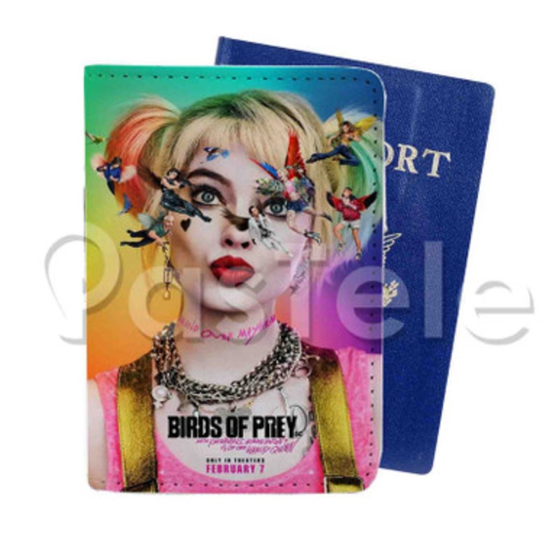 birds of prey poster harley queen Custom PU Leather Passport Travel Baggage Tag Cover