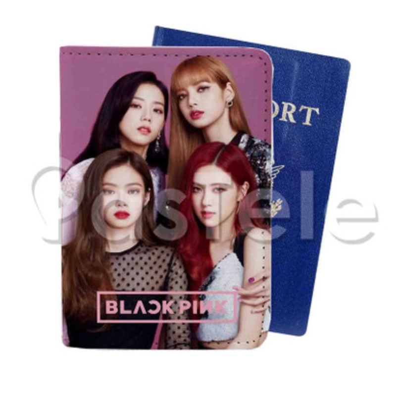 Black Pink Custom PU Leather Passport Travel Baggage Tag Cover