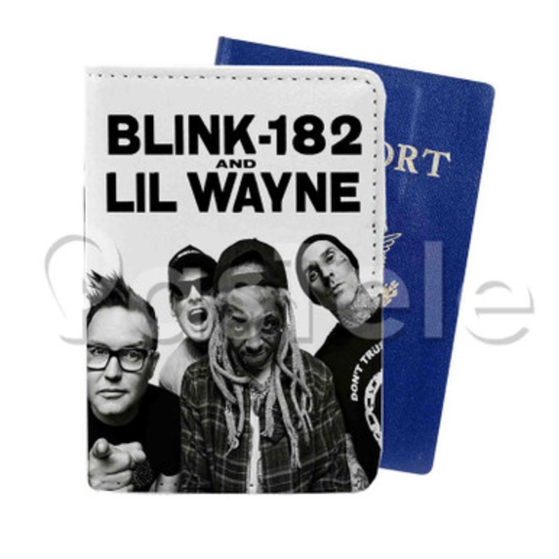Blink 182 and Lil Wayne Custom PU Leather Passport Travel Baggage Tag Cover