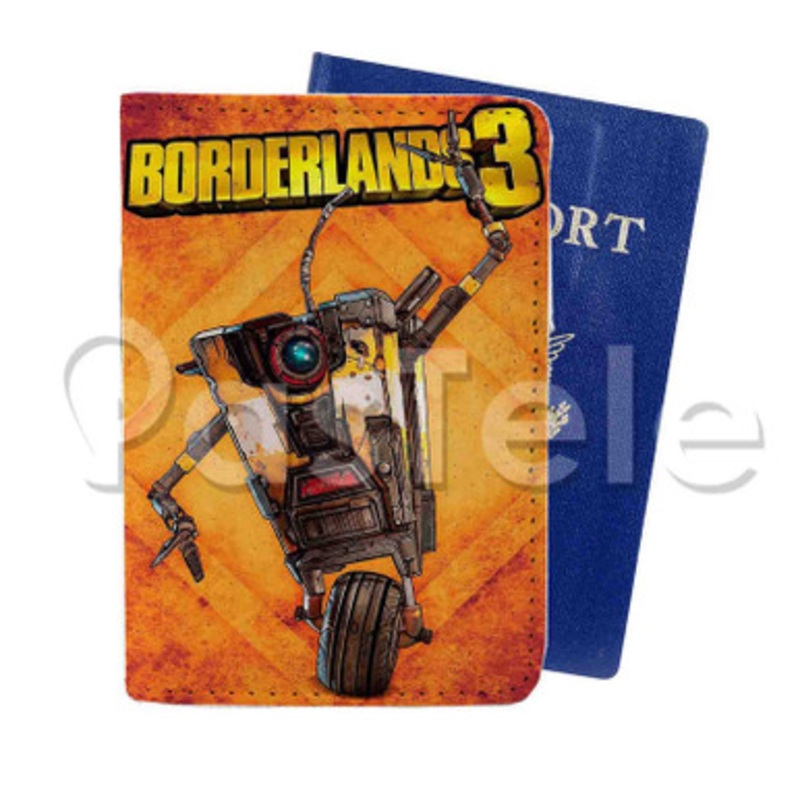 Borderlands 3 Claptrap Custom PU Leather Passport Travel Baggage Tag Cover