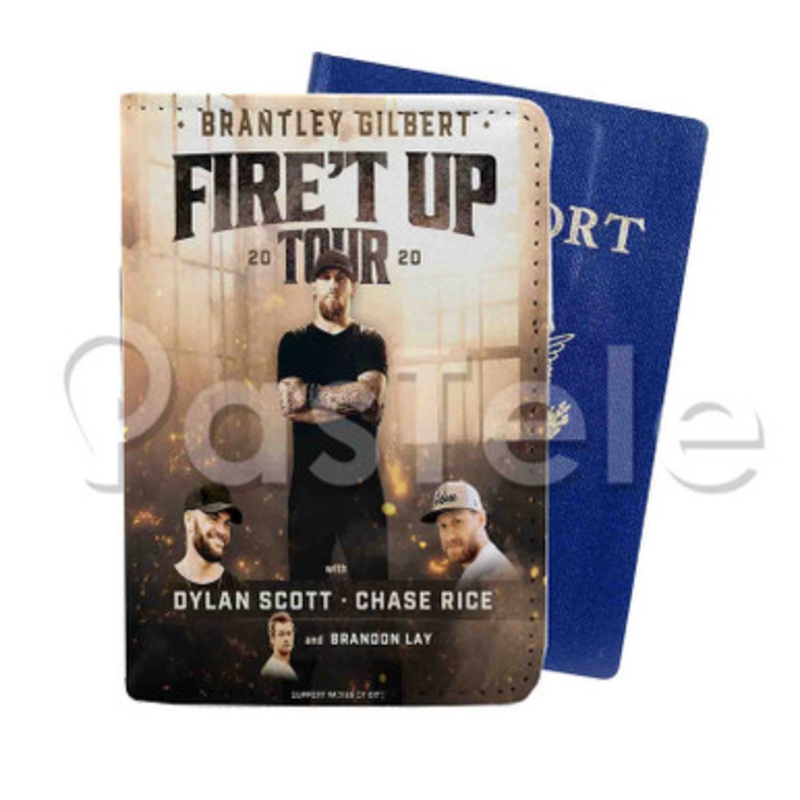 Brantley Gilbert Fire t Up Tour Custom PU Leather Passport Travel Baggage Tag Cover