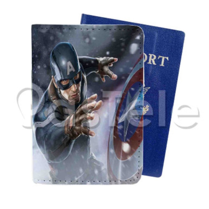 captain america Custom PU Leather Passport Travel Baggage Tag Cover