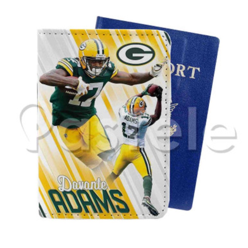 Davante Adams NFL Green Bay Packers Custom PU Leather Passport Travel Baggage Tag Cover
