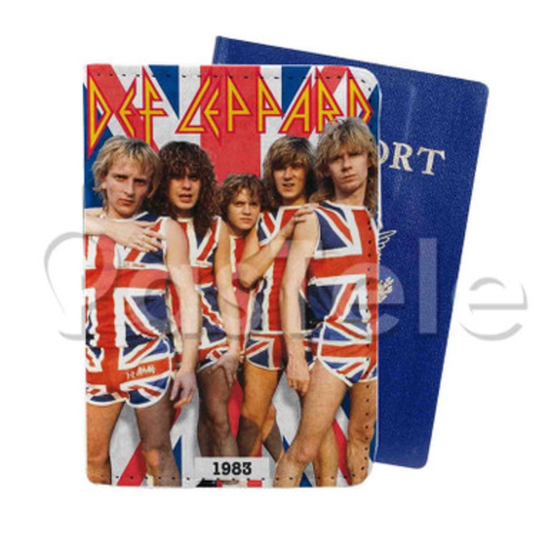 Def Leppard Union Jack Custom PU Leather Passport Travel Baggage Tag Cover