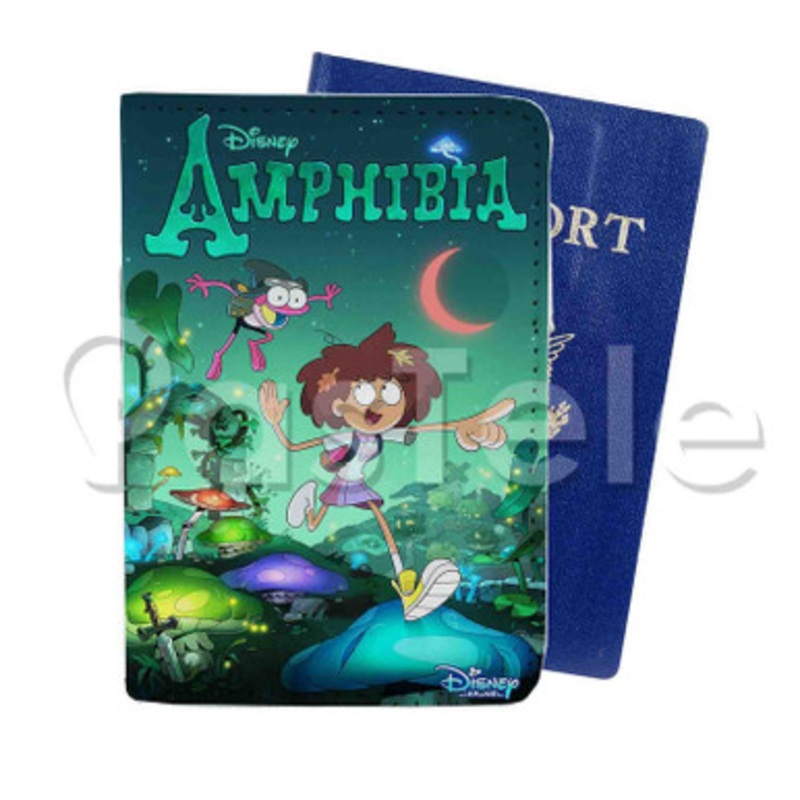 Disney Amphibia Custom PU Leather Passport Travel Baggage Tag Cover