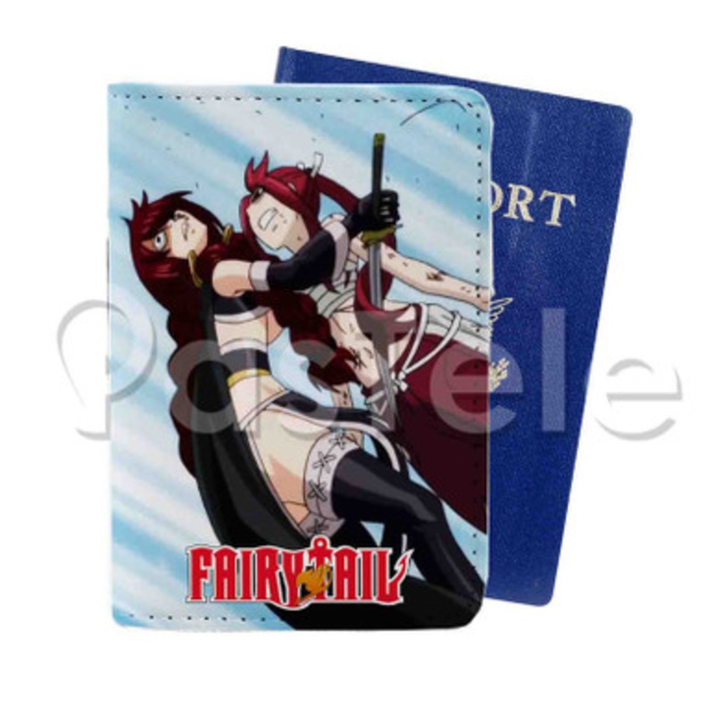 Fairy tail 2 Custom PU Leather Passport Travel Baggage Tag Cover
