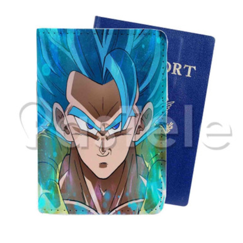 Gogeta Blue Fusion DBS Custom PU Leather Passport Travel Baggage Tag Cover