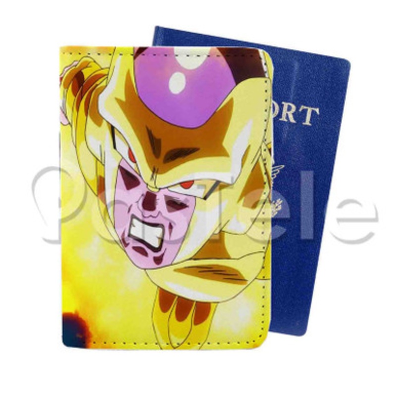 golden frieza dragonball super Custom PU Leather Passport Travel Baggage Tag Cover