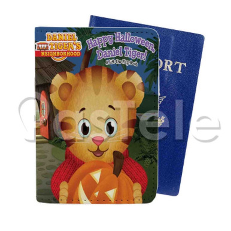 Happy Halloween Daniel Tiger Custom PU Leather Passport Travel Baggage Tag Cover