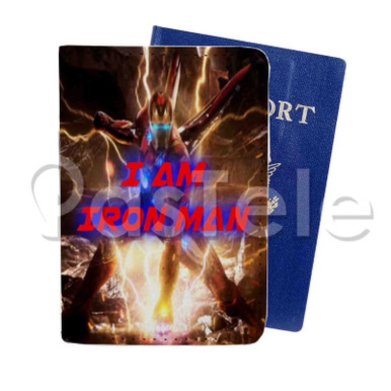 I am Iron Man Custom PU Leather Passport Travel Baggage Tag Cover