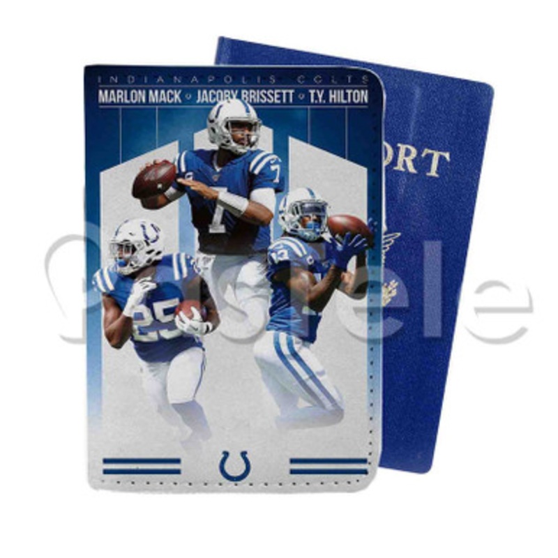 Indianapolis Colts NFL Custom PU Leather Passport Travel Baggage Tag Cover