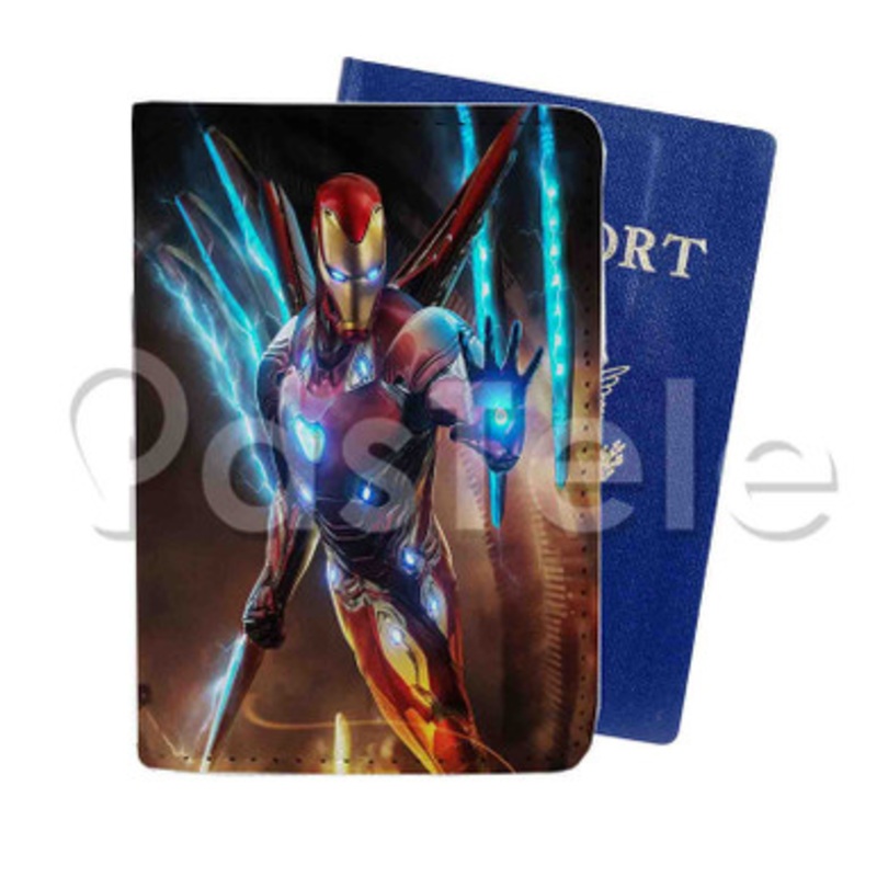 iron man armor Custom PU Leather Passport Travel Baggage Tag Cover