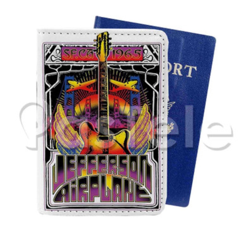 Jefferson Airplane Custom PU Leather Passport Travel Baggage Tag Cover