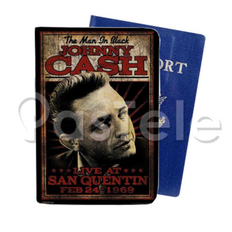 Johnny Cash Custom PU Leather Passport Travel Baggage Tag Cover