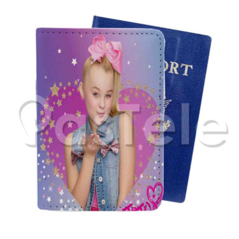 jojo siwa 3 Custom PU Leather Passport Travel Baggage Tag Cover