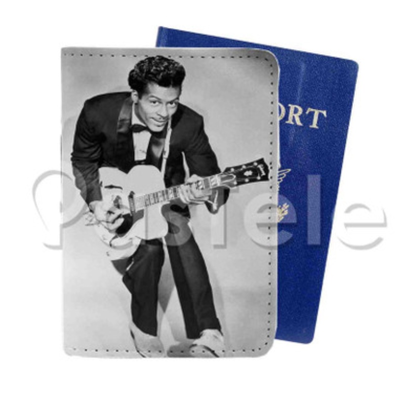 Chuck Berry Custom PU Leather Passport Travel Baggage Tag Cover