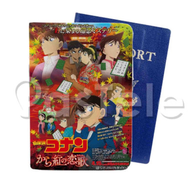 Detective Conan Crimson Love Letter Custom PU Leather Passport Travel Baggage Tag Cover