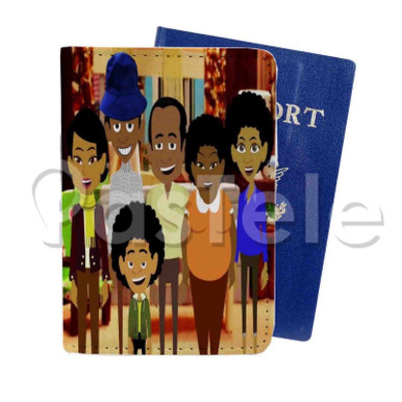Good Times Cartoon Custom PU Leather Passport Travel Baggage Tag Cover
