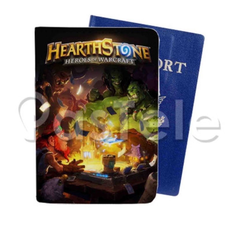 Hearthstone Heroes of Warcraft Custom PU Leather Passport Travel Baggage Tag Cover