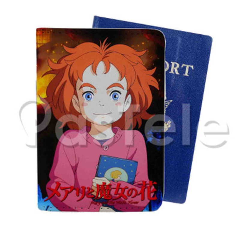 Mary and the Witch s Flower Custom PU Leather Passport Travel Baggage Tag Cover