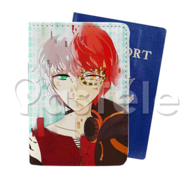 Mystic MEssenger Saeyoung And Saeran Custom PU Leather Passport Travel Baggage Tag Cover