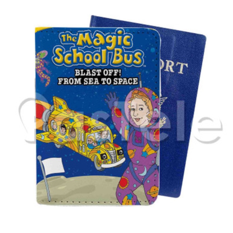 The Magic School Bus Custom PU Leather Passport Travel Baggage Tag Cover