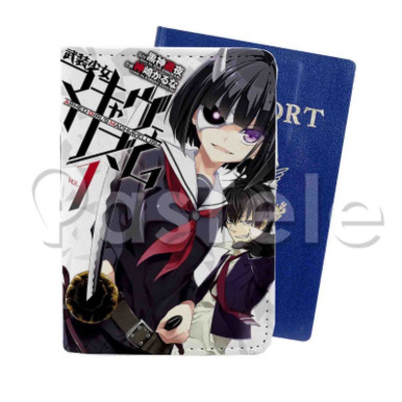 Armed Girl s Machiavellism 2 Custom PU Leather Passport Travel Baggage Tag Cover