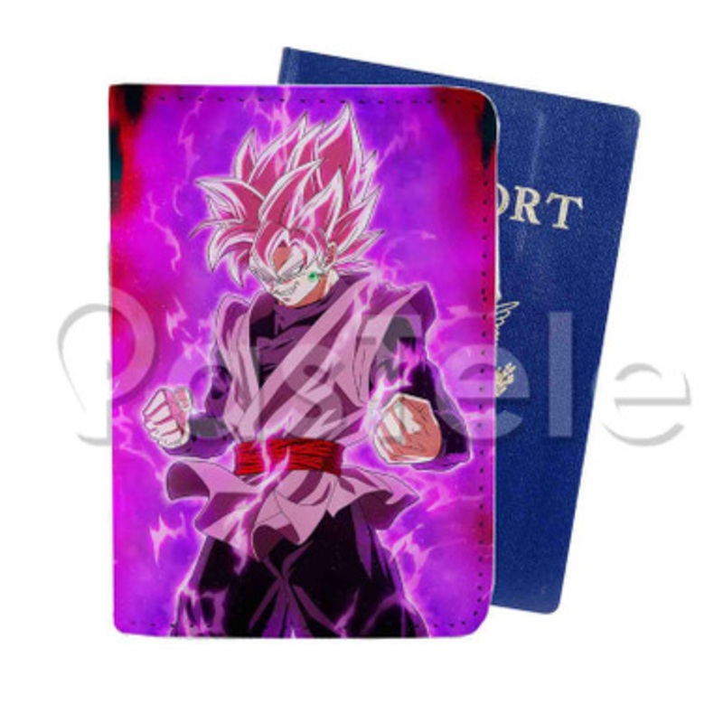 Black Super Saiyan Rose Custom PU Leather Passport Travel Baggage Tag Cover