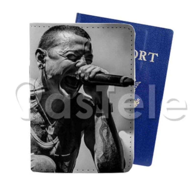Chester Bennington Custom PU Leather Passport Travel Baggage Tag Cover