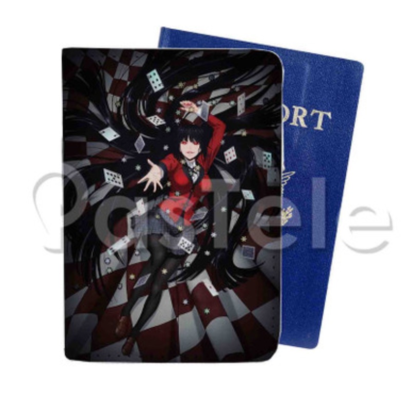 Kakegurui Anime Custom PU Leather Passport Travel Baggage Tag Cover