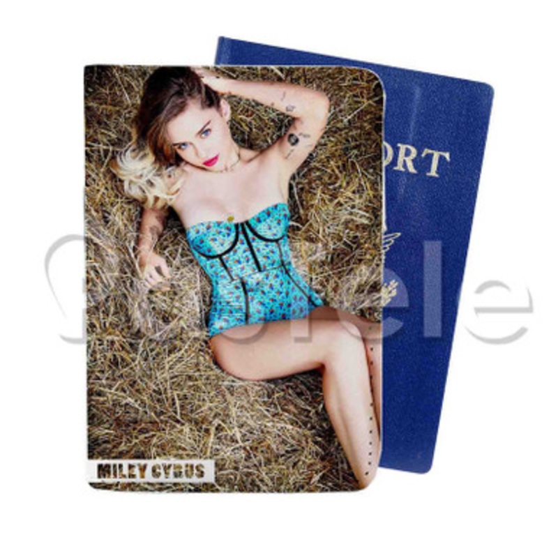 Miley Cyrus Custom PU Leather Passport Travel Baggage Tag Cover