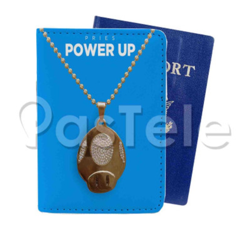 Pries Power Up Custom PU Leather Passport Travel Baggage Tag Cover