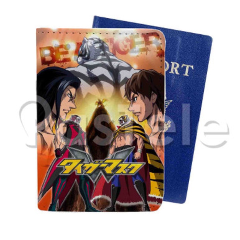 Tiger Mask W Custom PU Leather Passport Travel Baggage Tag Cover