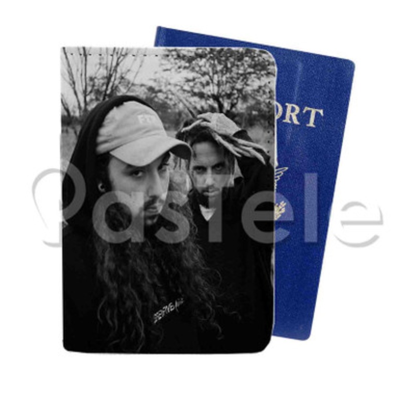 UICIDEBOY Black White Custom PU Leather Passport Travel Baggage Tag Cover