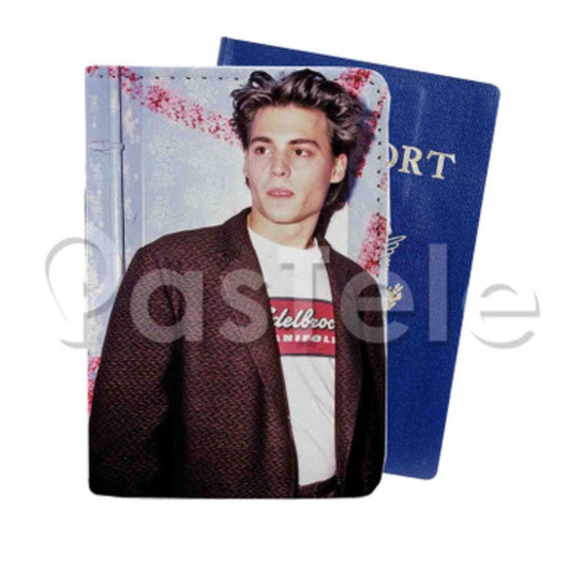 Young Johnny Depp Custom PU Leather Passport Travel Baggage Tag Cover