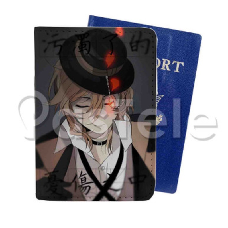 Chuuya Nakahara Bungou Stray Dogs Custom PU Leather Passport Travel Baggage Tag Cover