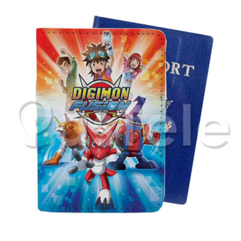 Digimon Fusion Custom PU Leather Passport Travel Baggage Cover