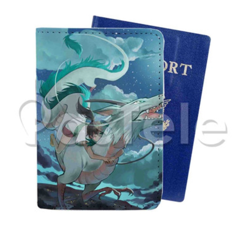 Haku and Chihiro Spirited Away Custom PU Leather Passport Travel Baggage Cover