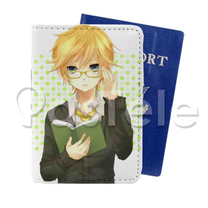Kagamine Len Vocaloid Custom PU Leather Passport Travel Baggage Cover