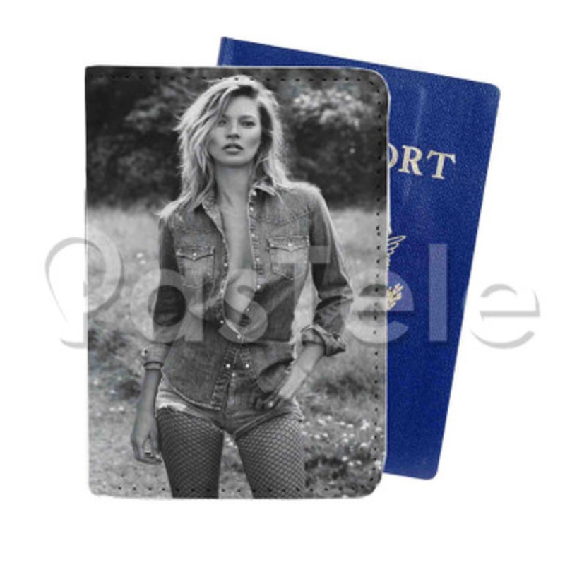 Kate Moss Custom PU Leather Passport Travel Baggage Tag Cover