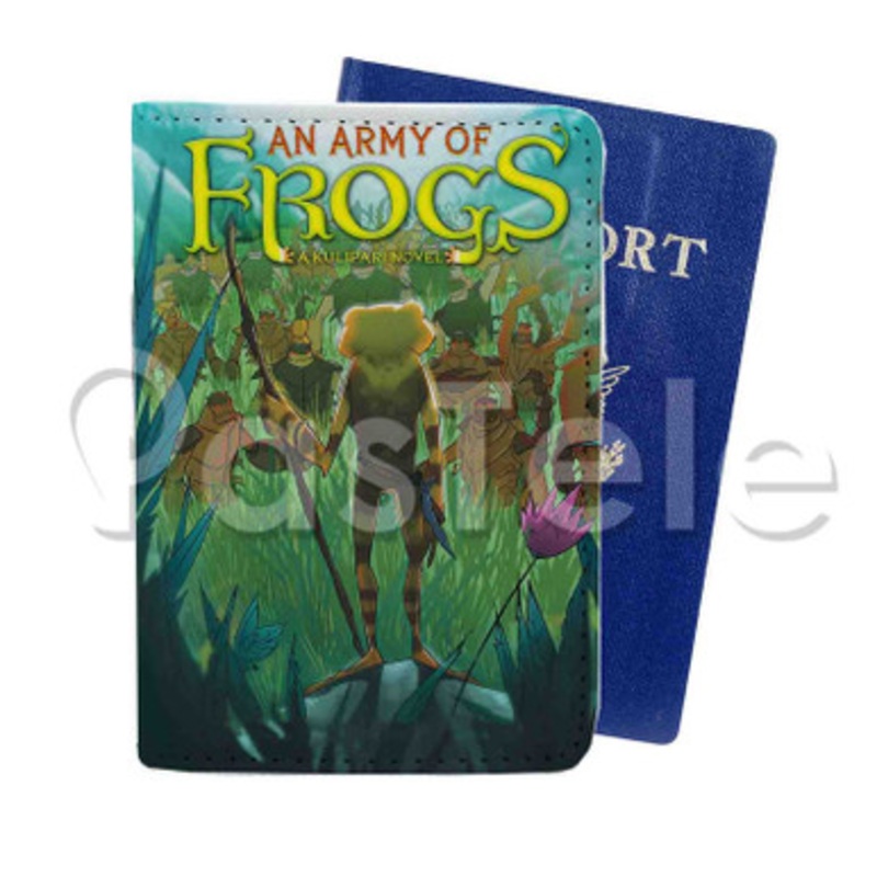 Kulipari An Army of Frogs Custom PU Leather Passport Travel Baggage Tag Cover