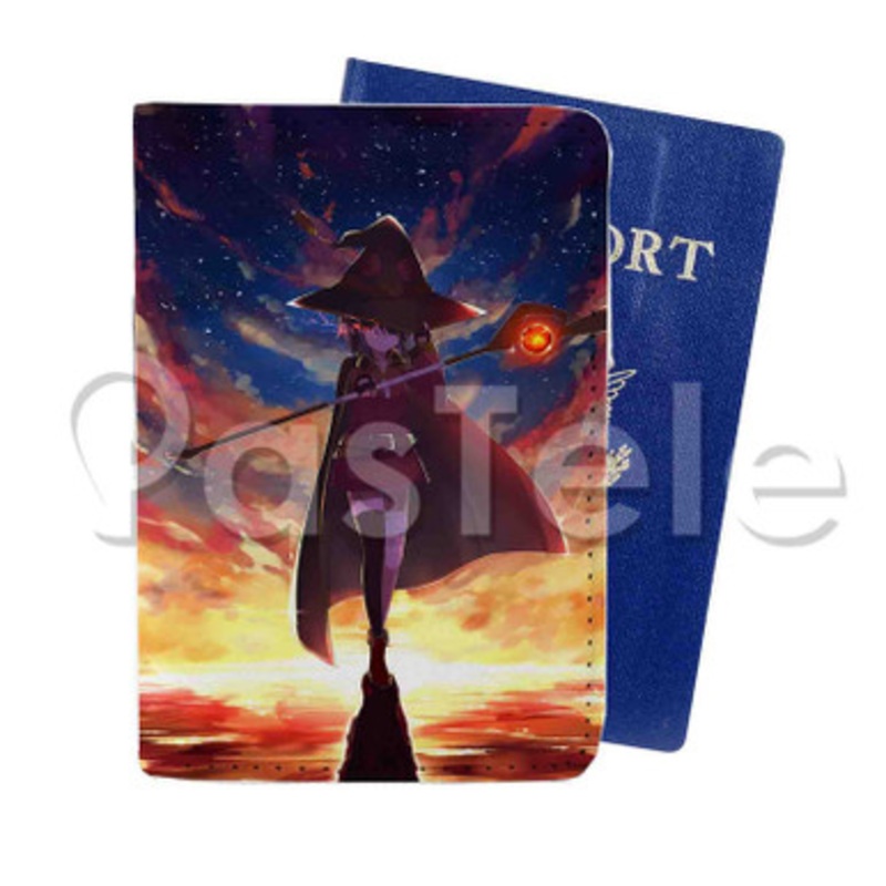 Megumin Konosuba Custom PU Leather Passport Travel Baggage Tag Cover